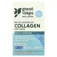 Great Lakes Wellness, Быстрорастворимые пептиды коллагена, Daily Marine, без добавок, 20 пакетиков по 12 г (0,42 унции)