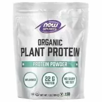 NOW Foods, Sports, органический растительный протеин в порошке, без добавок, 454 г (1 фунт)