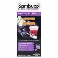 Sambucol черная бузина, шипучие таблетки с витамином C и Цинком для детей от 4 лет, 15 шипучих таблеток