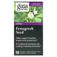 Gaia Herbs, Семена пажитника для женщин, 60 веганских жидких фитокапсул