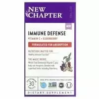 New Chapter, Immune Defense, витамин C и бузина, 30 вегетарианских таблеток