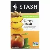 Stash Tea, Зеленый чай и матча, имбирь и персик, 18 чайных пакетиков, 36 г (1,2 унции)