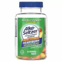 Alka-Seltzer, Жевательные таблетки для облегчения изжоги, с повышенной силой действия, фруктовое ассорти, 66 жевательных таблеток