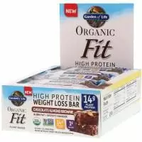 Garden of Life, Organic Fit, батончик для снижения веса, шоколадно-миндальный брауни, 12 батончиков, каждый 1,9 унц. (55 г)