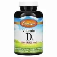 Carlson Labs, Витамин D3, 5000 МЕ, 360 желатиновых капсул