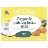 Four Sigmatic, смесь для приготовления органического золотого латте с трутовиком разноцветным, без кофеина, 10 пакетиков по 6 г (0,21 унции)