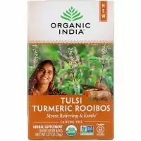 Organic India, Tulsi Tea, Turmeric Rooibos, Caffeine-Free, 18 Infusion Bags, 1.27 oz (36 g)