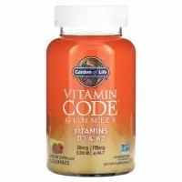 Garden of Life, Vitamin Code, жевательные таблетки, витамины D3 и K2, малина и лимон, 45 жевательных таблеток