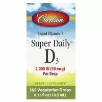 Carlson Labs, Super Daily D3, витамин D3, 2000 МЕ, 0,37 жидкой унции (10,98 мл)