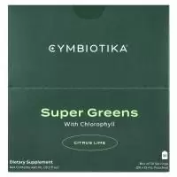 Cymbiotika, Super Greens, с хлорофиллом, цитрусовым и лаймом, 30 пакетиков (15 мл) каждый