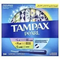 Tampax, Pearl тампоны, тройная упаковка, легкий / обычный / супер, без запаха, 34 тампона