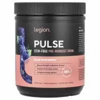 Legion Athletics, Pulse, предтренировочный напиток без стимуляторов, с голубой малиной, 444 г (0,98 фунта)
