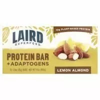 Laird Superfood, Протеиновый батончик + адаптогены, лимон и миндаль, 10 пакетиков по 45 г (1,6 унции)