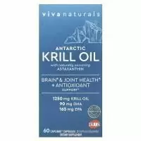 Viva Naturals, масло антарктического криля с астаксантином, 60 капсул Caplique