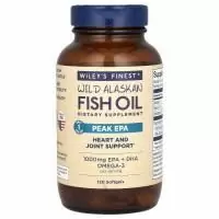 Wiley's Finest, Аляскинский рыбий жир, пик ЭПК, 1250 мг, 120 рыбных  мягких капсул