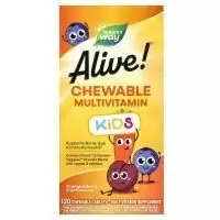 Детские мультивитамины Alive! Nature's Way, вкус апельсина и ягод, 120 жевательных таблеток