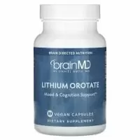 BrainMD, оротат лития, 60 растительных капсул