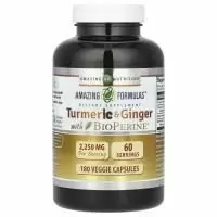 Amazing Nutrition, Куркума и имбирь с биоперином, 750 мг, 180 растительных капсул