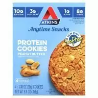 Atkins, Snack, протеиновое печенье, арахисовая паста, 4 печенья, 39 г (1,38 унции)