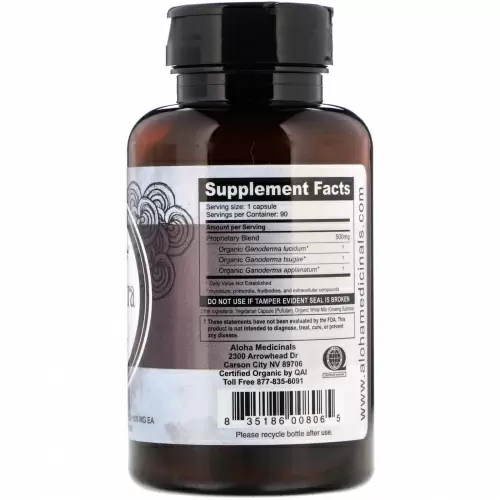 Aloha Medicinals Inc., Gano Ultra, 500 mg, 90 Capsules