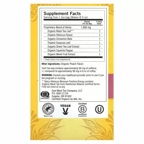 Yogi Tea, Spicy Hibiscus Positive Energy, 16 чайных пакетиков, 32 г (1,12 унции)
