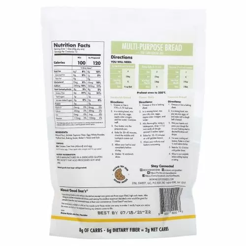 Good Dee's, Низкоуглеводная смесь для выпечки, универсальный хлеб, 258 г (9,1 унции)
