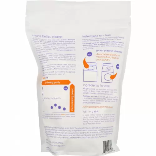 Vaska, One, Laundry Detergent Tablets, Scent Free, 25 Loads, 17 oz (482 g)