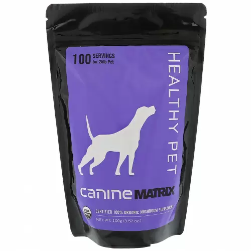 Mushroom Matrix Canine, Healthy Pet, сертифицированный органический грибной порошок, для домашних животных, 9 кг (25 фунтов), для собак и кошек, 100 г (3,5 унции)