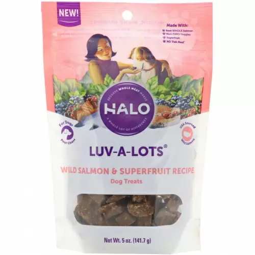 Halo, Luv-A-Lots, лакомства для собак, рецепт из дикого лосося и суперфруктов, 5 унц. (141,7 г)
