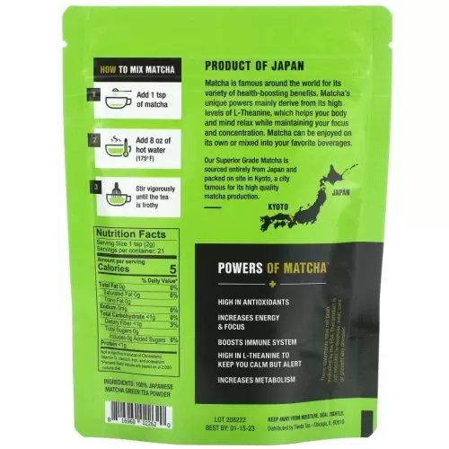 Tiesta Tea Company, Порошок японского зеленого чая, матча, 42,5 г (1,5 унции)