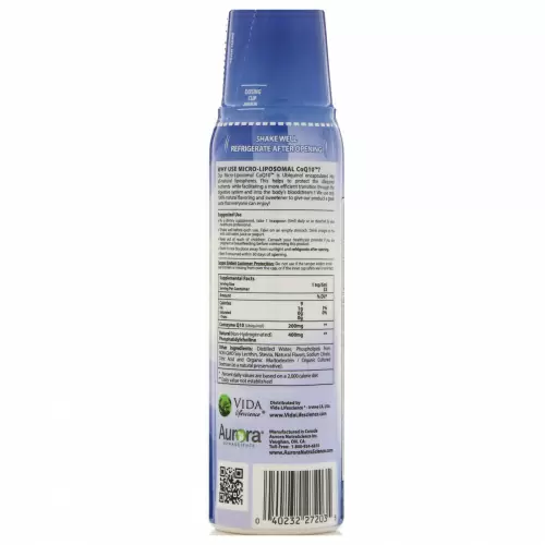 Aurora Nutrascience, Micro-Liposomal CoQ10 (Ubiquinol), All-Natural Fruit Flavor, 250 mg,  5.4 fl oz (160 ml)