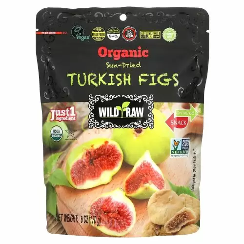 Nature's Wild Organic, Высушенный на солнце органический турецкий инжир, 6 унц. (170 г)