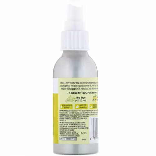 Aura Cacia, Organic, аэрозоль для йоги, очищающий, чайное дерево и лимон, 4 жидких унции (118 мл)