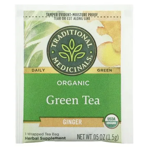 Traditional Medicinals, Органический зеленый чай Зеленый чай Имбирь 16 шт.
