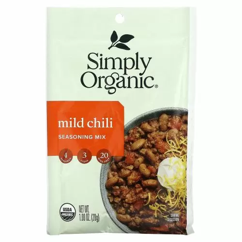 Simply Organic, Смесь приправ с мягким чили, 12 пакетиков по 28 г (1 унция)