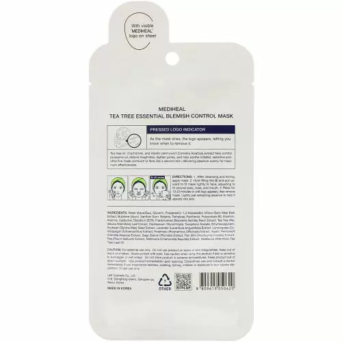 Mediheal, Tea Tree, Essential Blemish Control Mask, 1 Sheet, 0.81 fl oz (24 ml)