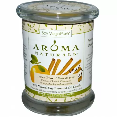 Aroma Naturals, 100% натуральная соевая свеча с эфирными маслами, Peace Pearl, апельсин, гвоздика и корица, 260 г (8,8 унций)