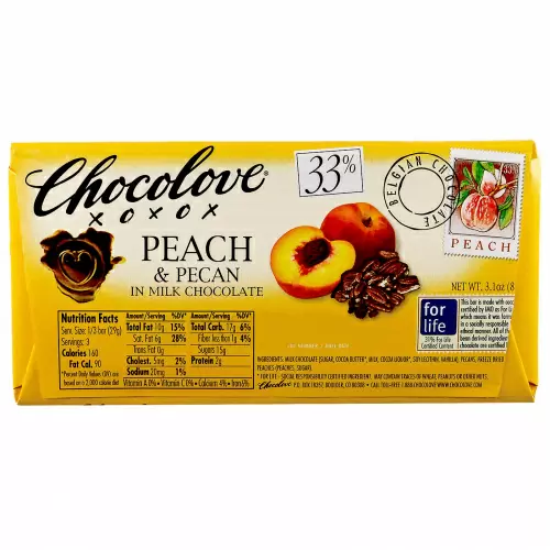 Chocolove, Персик и пекан в молочном шоколаде, 3.1 унции (87 г)