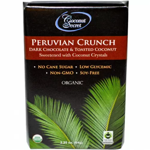 Coconut Secret, Натуральный перуанский хрустящий темный шоколад с жареным кокосом, 2.25 унций (64 г)