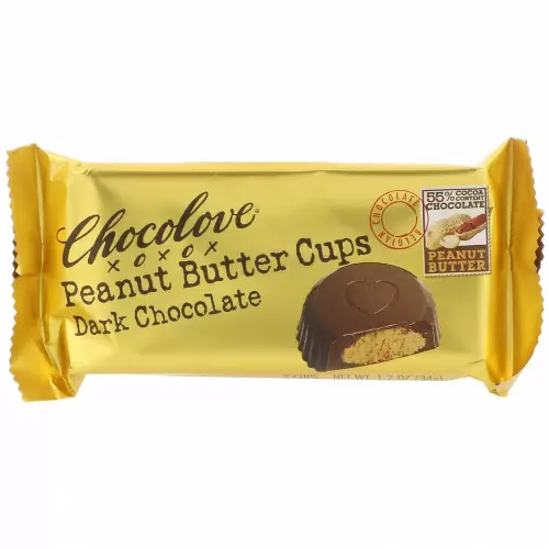 Chocolove, Чашечки с арахисовым маслом, темный шоколад, 12 упаковок по 2 чашечки, 1,2 унции (34 г) каждая