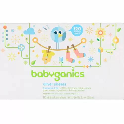BabyGanics, Салфетки с пропиткой мягчителем, не содержат отдушек, 120 салфеток с мягчителем ткани