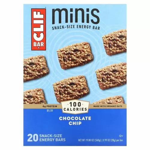 Clif Bar, Энергетический батончик Minis Snack-Size с шоколадной крошкой 20 батончиков