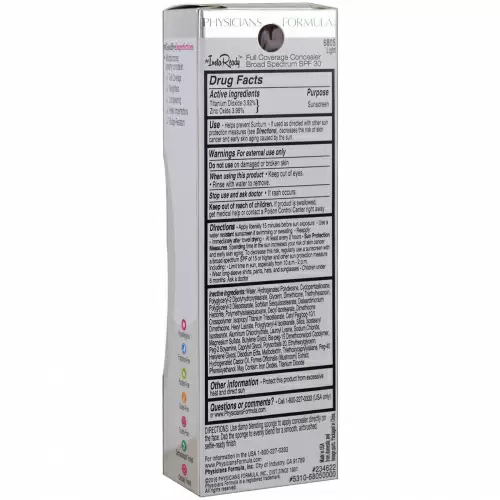 Physicians Formula, Консилер для полного покрытия, широкий спектр SPF 30, легкий, 0,37 унций (10,5 г)