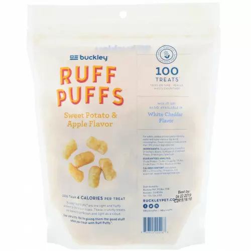Buckley, Ruff Puffs, со вкусом батата и яблока, 4 унции (113 г)