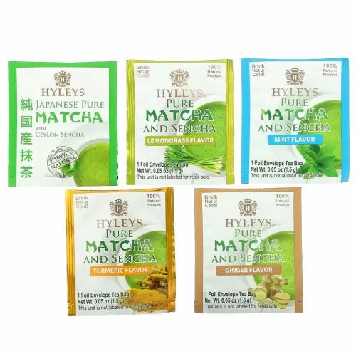Hyleys Tea, Травяная добавка из чистого матча и сенча, ассорти из чая, 42 чайных пакетика в фольгированных пакетиках, по 1,5 г (0,05 унции)