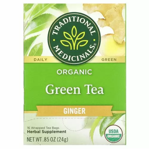 Traditional Medicinals, Органический зеленый чай Зеленый чай Имбирь 16 шт.
