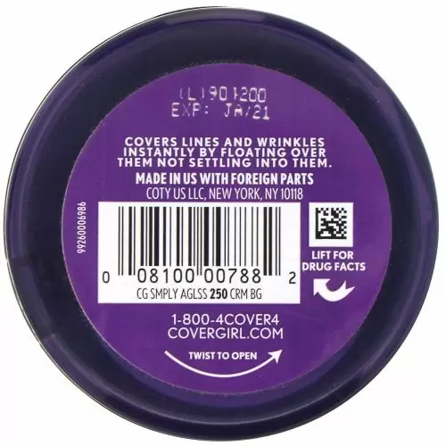 Covergirl, Olay Simply Ageless, тональная основа, оттенок 250 «Кремовый бежевый», 12 г (0,4 унции)