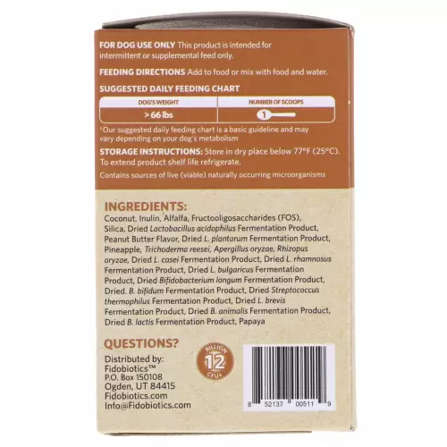Fidobiotics, Good Guts, Coconut Peanut Butter, Daily Probiotic, 12 Billion CFUS, For Big Mutts, 1.4 oz (40 g)