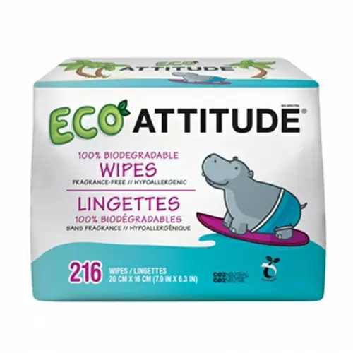 ATTITUDE, Эко влажные салфетки, без отдушек, 216 влажных салфеток (Discontinued Item)