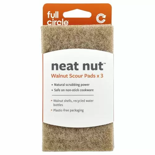 Full Circle, Neat Nut, очищающие губки со скорлупой грецкого ореха, 3 шт.